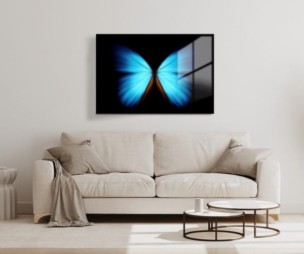 Blue Butterfly Glass Wall Art