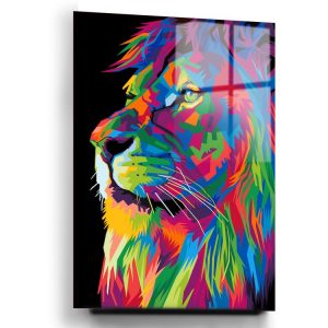 Colourful Lion Glass Wall Art