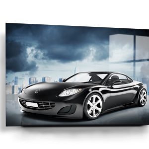 Black Sports Car Glass Wall Art