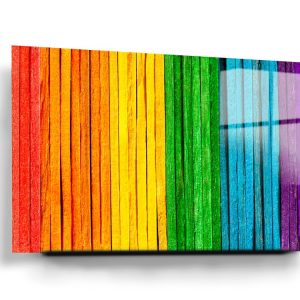 Wooden Rainbow Glass Wall Art