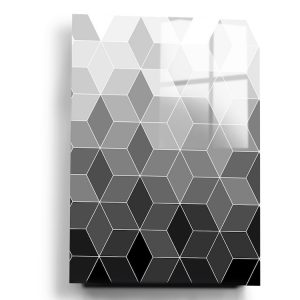 Grey Geometric Pattern Glass Wall Art