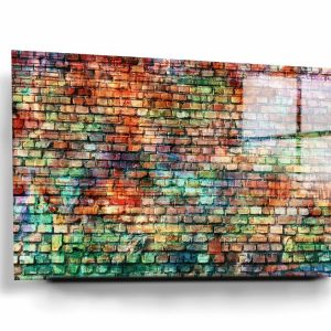 Multicoloured Bricks Glass Wall Art