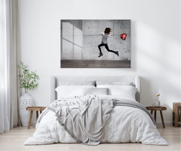 Child With Balloon Glass Wall Art