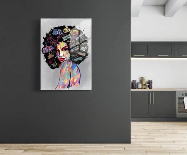 Woman With Afro Glass Wall Art