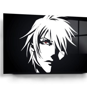 Anime Character With Red Eye Glass Wall Art