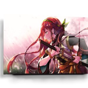 Anime Female Warrior Glass Wall Art
