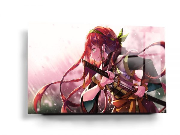 Anime Female Warrior Glass Wall Art